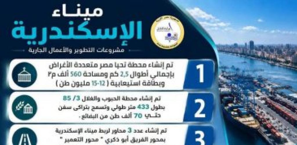 ميناء الإسكندرية.. مشروعات تطوير عملاقة تعزز مكانة مصر كمركز لوجستي إقليمي