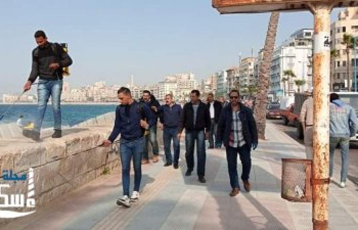 تعقيم وتطهير كورنيش منطقة  المنشية وراس التين بالكلور