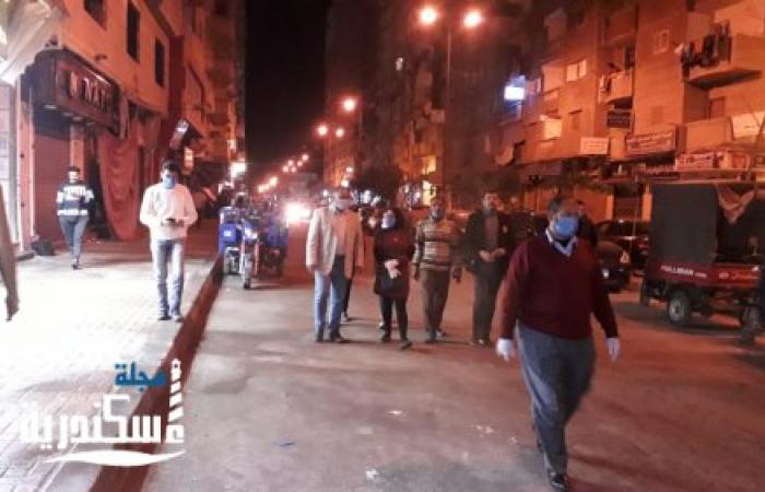 محافظة الاسكندرية تستمر فى تعقيم شوارعها اثناء حظر التجوال