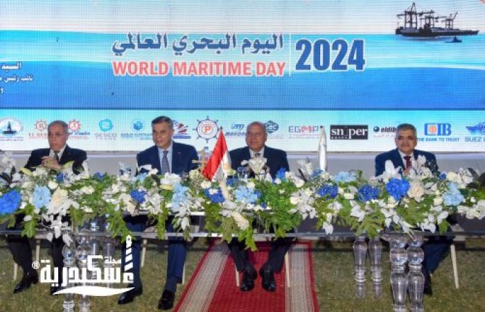 محافظ الإسكندرية ونائب رئيس  مجلس  الوزراء للتنمية  الصناعية ووزير الصناعة والنقل ورئيس هيئة قناة السويس يشهدون فاعليات احتفالية اليوم البحري العالمي