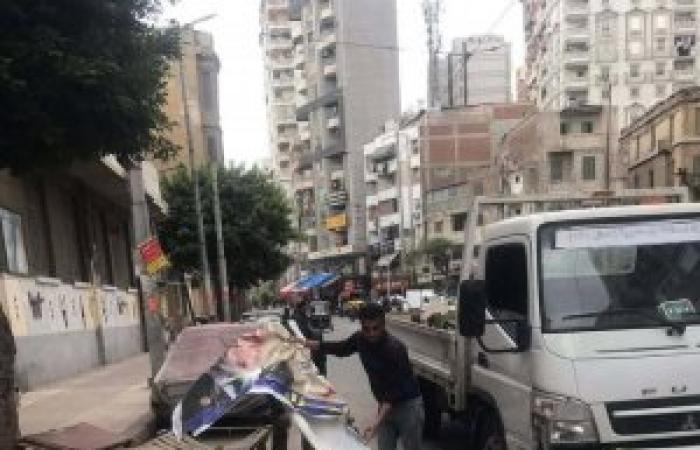 حي وسط....مرور ميداني صباحي بشارعي" الرصافة وزين العابدين بمحرم بك والزهور بالحضرة الجديدة" لرفع الإشغالات