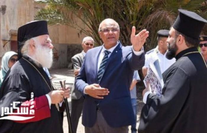 محافظ الإسكندرية وبابا الروم الأرثوذكس يتفقدان أرض مشروع مستشفى البطريركية الجديد بشارع فؤاد