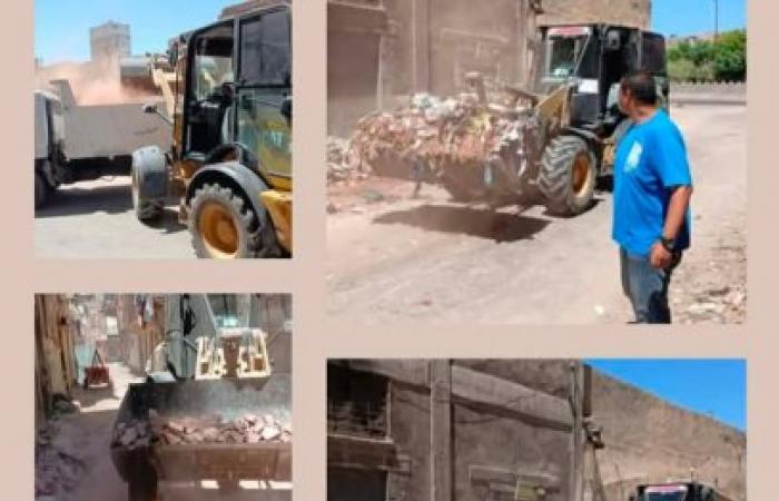إستجابه فوريه المهندسة زينب السيد رئيس حي غرب تتابع اعمال رفع ١٥ طن رديم من شوارع ابن السيار