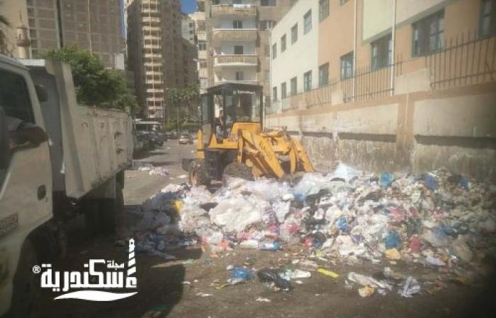 حملة مكثفة لرفع 676 طناً من المخلفات والقمامة بنطاق حي شرق الإسكندرية