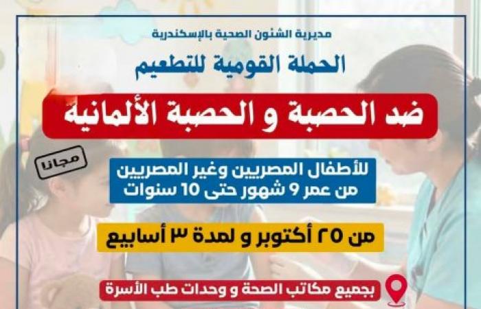 إطلاق الحملة القومية المجانية للتطعيم ضد الحصبة والحصبة الألمانية بالإسكندرية