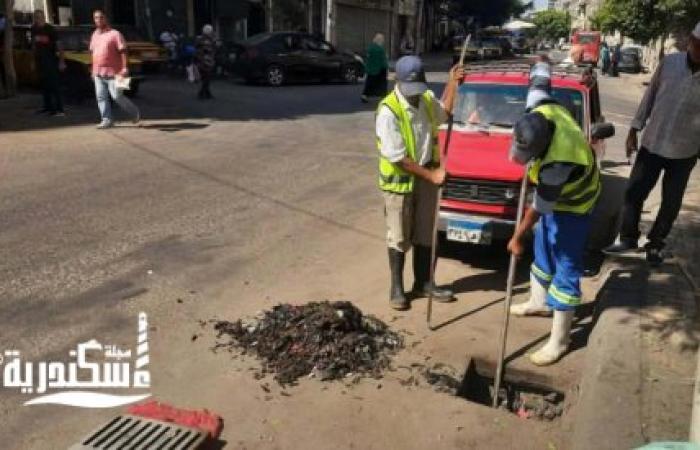 جهود مكثفة لشركة الصرف الصحي بالإسكندرية لتطهير الشبكات والشنايش ضمن خطة الطوارئ